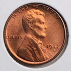 1946-S 1C Brilliant Red + Uncirculated Lincoln Wheat Cent Penny (actual coin)