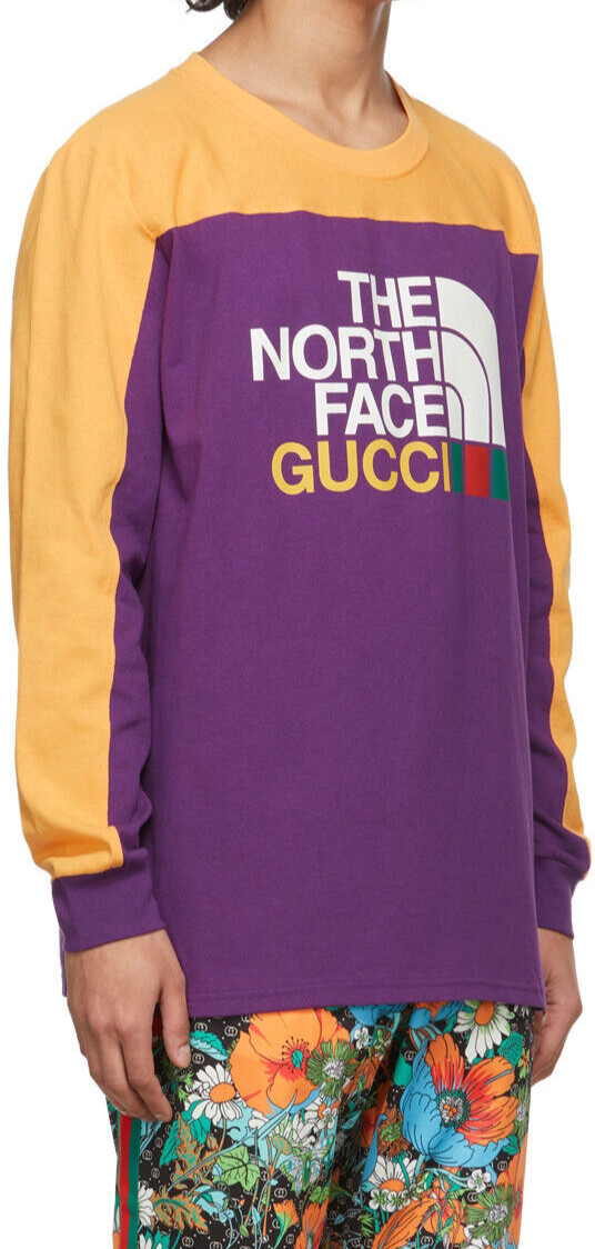 Men's The North Face X Gucci Purple Cotton Logo T-Shirt M image 3
