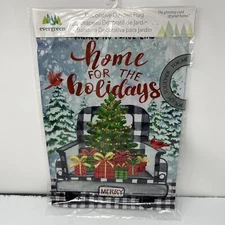 Home For The Holidays Truck Suede Decorative Garden Flag 12”x18 Holidays NEW