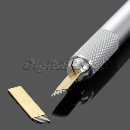 Pluma microblading manual de maquillaje permanente para cejas + 5 piezas aguja hoja de 14 pines hogar hágalo usted mismo - Imagen 10 de 10