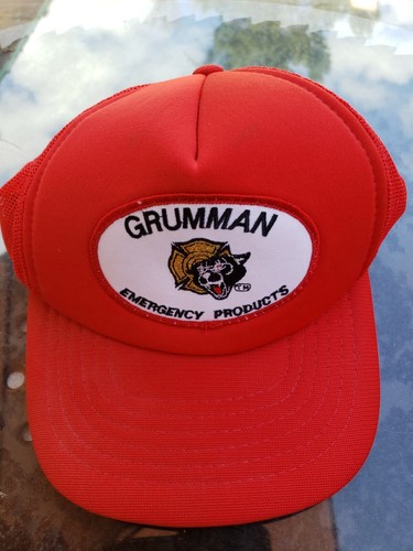 Vintage Grumman Emergency Products Panther Patch Hipster Trucker Cap Mesh Hat