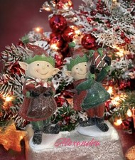 10" Elf Figure boy and girl set with Glitter New Christmas Home Decor