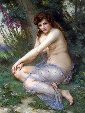 NUDE GIRL IN THE FOREST G. Seignac woman Tile Mural Backsplash Marble Ceramic