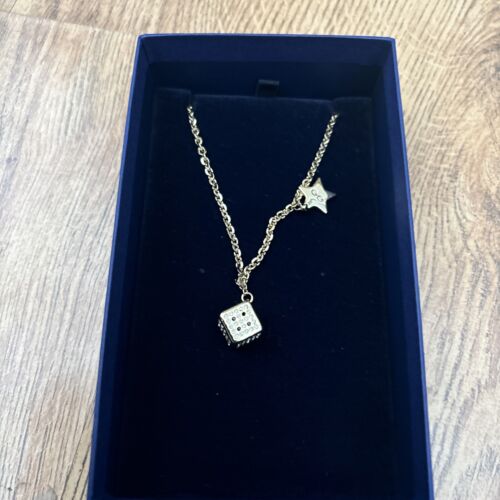 Authentic Swarovski Crystal Jewelry Pendant DICE, Gold Tone -935411 - Picture 2 of 4