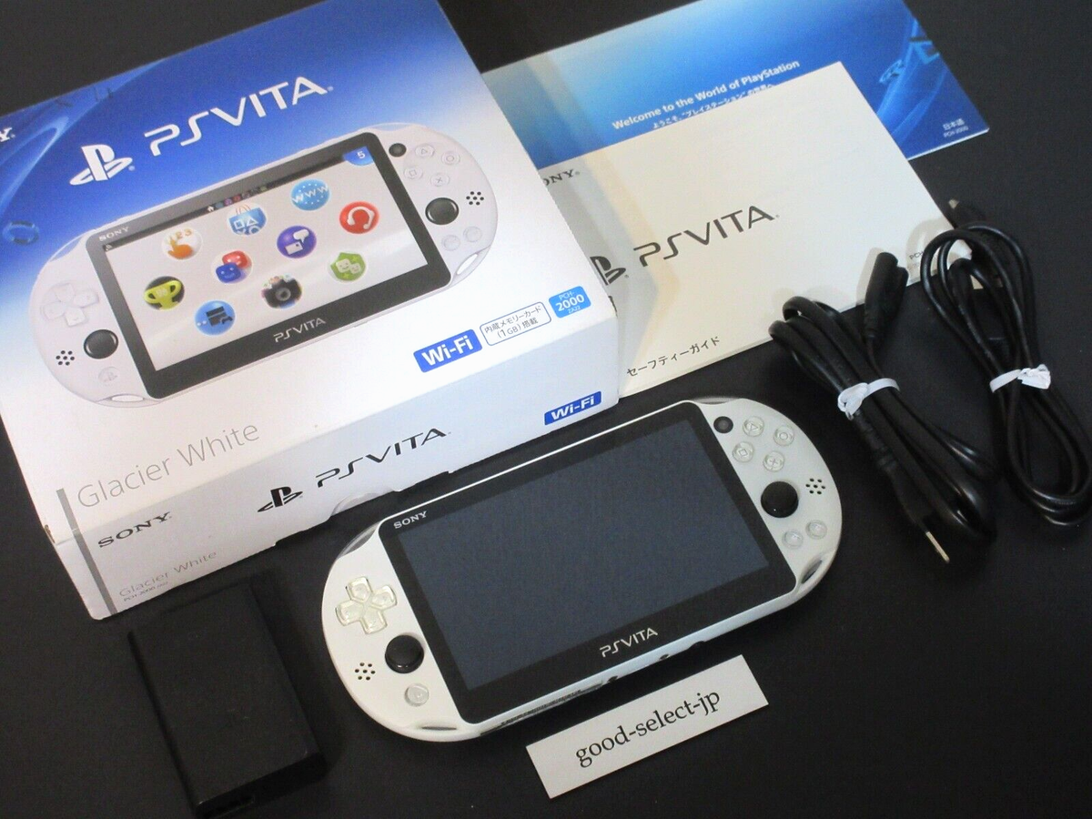 PS Vita Glacier White PCH 2000 Console Box Charger Accessories