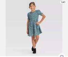 Girls' Short Sleeve Woven Dress - Cat Jack Dusty Green S