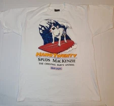 VTG 80s Hang Twenty with Spuds Mackenzie party animal Budweiser Bud Light Beer M