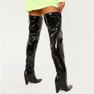 faux leather thigh boots