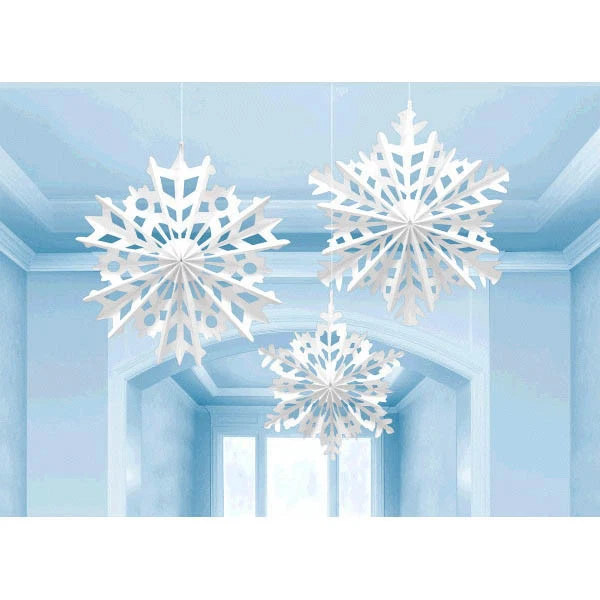 Christmas Snowflake Hanging Paper Fans (3) ~ Decoration Holiday Party Supplies   - Image 2 of 3
