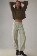 Anthropologie Pilcro Utility Cargo Pants Banded Waist Pocket Sage Green New M