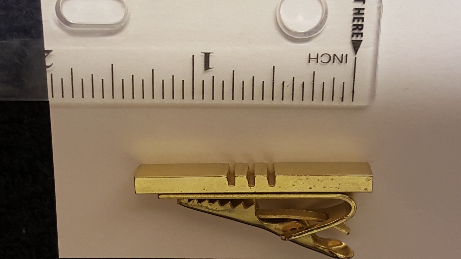 Vintage Tie Bar Patent 2853781 Gold Tone Modern Art Deco Solid 3 Strips