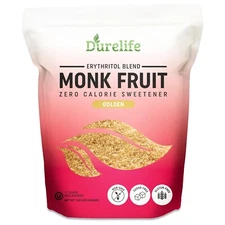 Durelife Golden Monk Fruit Sweetener, 1:1 Sugar Replacement, Golden - 1 lb