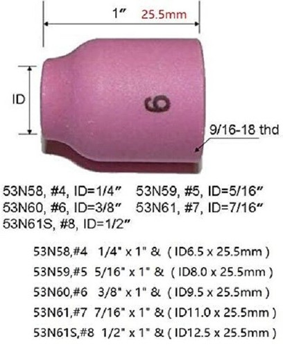 TIG Stubby Gas Lens 17GL116 2% Thoriated Tungsten WT20 Kit Fit WP 17 18 26 17pcs - Picture 3 of 10