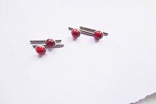 Glass Dome Vintage Formal Groom Prom Tuxedo Shirt Stud set of 4 studs Red