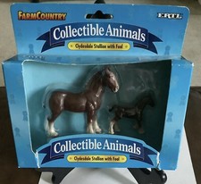 New 1995 ERTL Farm Country Collectible Animals Clydesdale Stallion w Foal