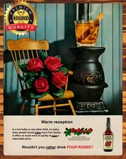 Four Roses - Bourbon - Whiskey - 1950s - Metal Sign 11 x 14