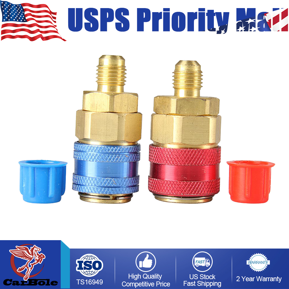 Pair Air Condition Quick Connector Coupler Auto A/C Manifold High Low Adapters