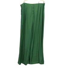 NEW Nasty Gal Womens 20 Satin Shimmer Wide Leg Pants Green Party Cocktail