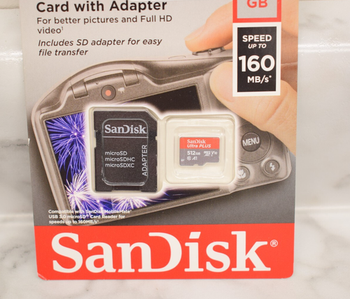 SANDISK ULTRA PLUS MICRO SDXC UHS-I CARD WITH ADAPTER 512GB UP TO 160 MB/S - NEW - Picture 2 of 15