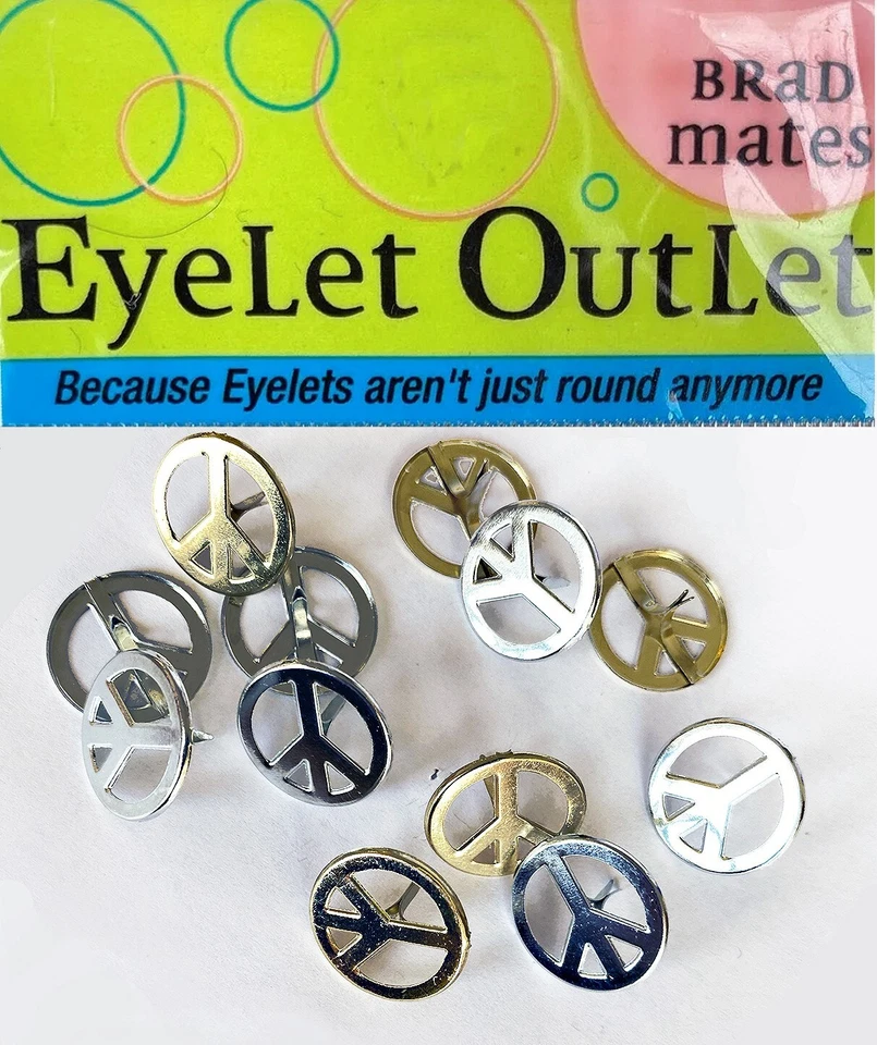 Tomada de ilhós, enfeites de metal Brad, símbolos de paz Brads, juntos, unir - Imagem 2 de 2