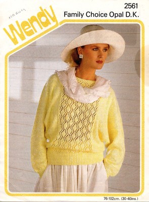 ~ Wendy Strickmuster für Damen schöner Pullover mit Spitzeneinsatz ~ 30'' ~ 40'' ~