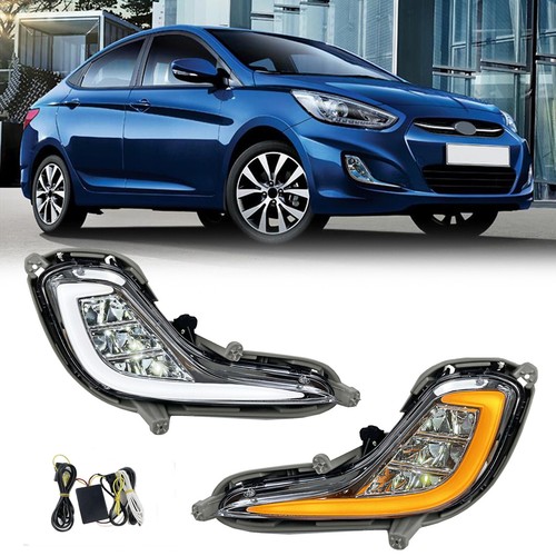 LED Front Bumper Fog Lamp For Hyundai Accent 2012-2017 Daytime Running Light DRL - Picture 1 of 5