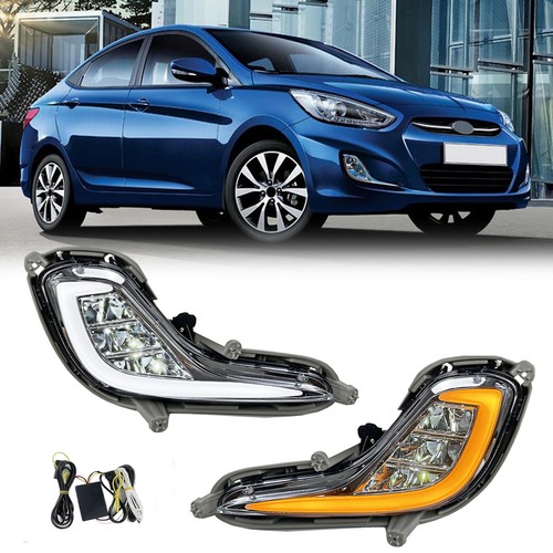 LED Front Bumper Fog Lamp For Hyundai Accent 2012-2017 Daytime Running Light DRL - Photo 1 sur 5