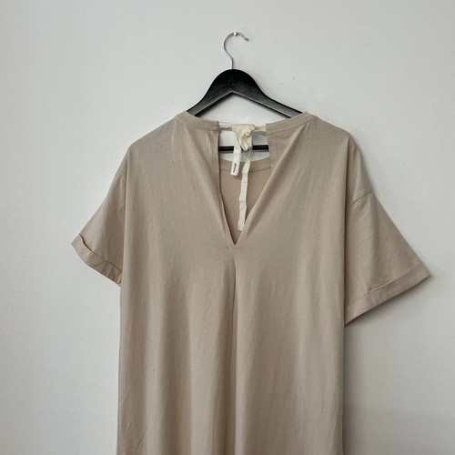 Aiayu Maxi Relaxed Jersey Dress Organic Cotton Size M Beige Lagenlook - 第 7/11 張圖片