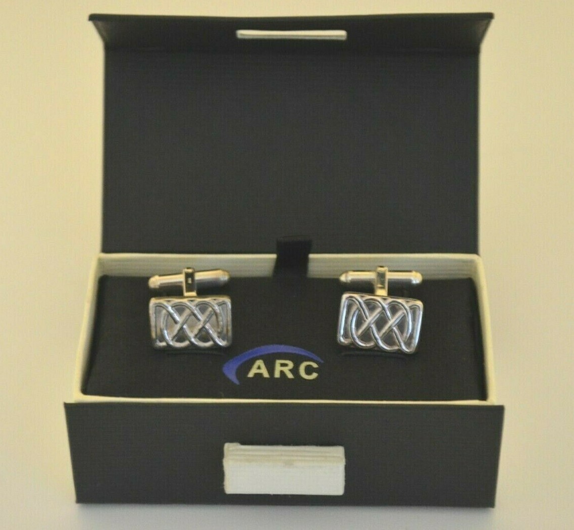 Solid Sterling Silver Hinged Cufflinks with Celti… - image 1
