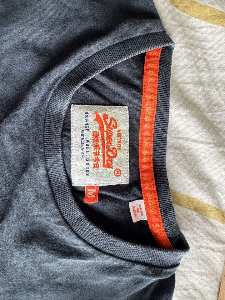Superdry Navy T Shirt (tshirt) Navy Blue Men’s Medium Slim Fit eBay
