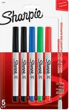 37675PP Permanent Markers, Ultra Fine Point, Assorted Colors, 5 Count