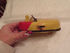 VTG Tin Dodgem Bumper Car Wind Up Toy Red  Yellow