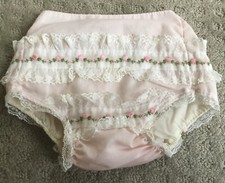 Vintage Diaper Cover Alexis Baby Girl Handi-Panti Bloomers Pink Lace 0-13lb S