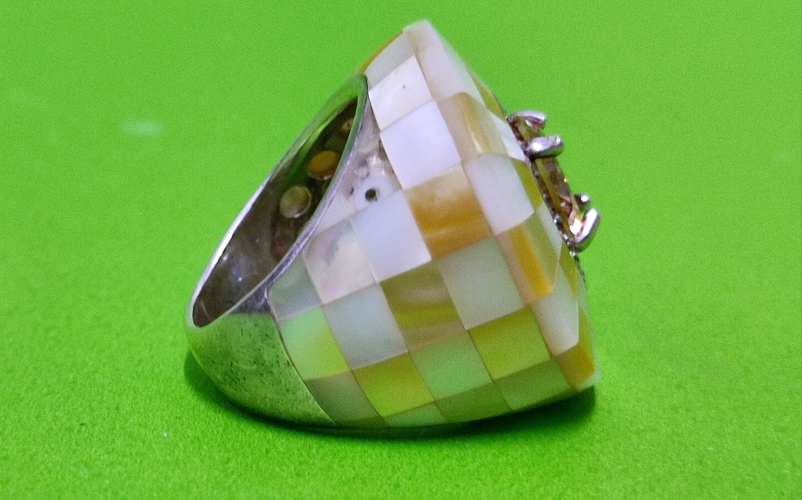 925 Silver Ring featuring Natural Shells & Gemsto… - image 3