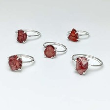 Raw Garnet Gemstone 925 Sterling Silver Beautiful Handmade Ring All Size SR1336