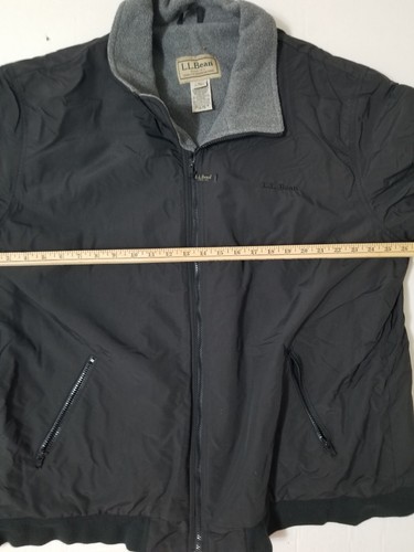LL Bean Men's XXL Black Nylon Bomber Warm Up  Fleece Lined Jacket  OHK 19 - Picture 11 of 15