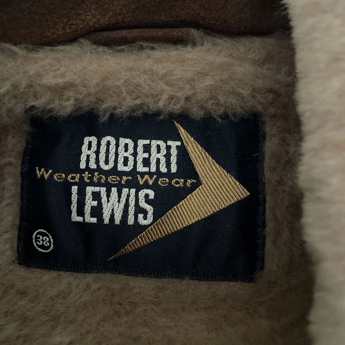 ROBERT LEWIS Vintage Weather Wear Leather Suede Lined Jacket Size 38 Mens  Brown