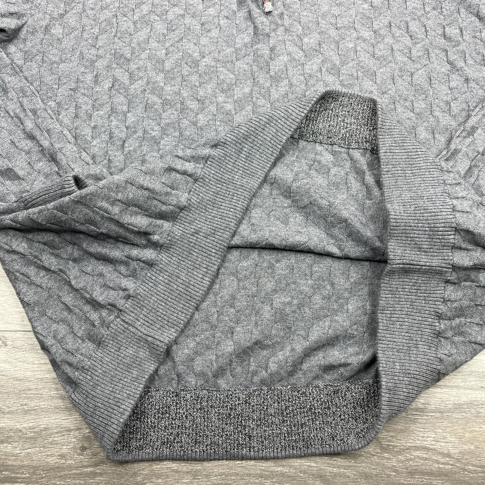Robert Graham 毛衣男式 3XL 灰色经典人字形 1/4 拉链模拟纹理 — 第 4/4 张图片