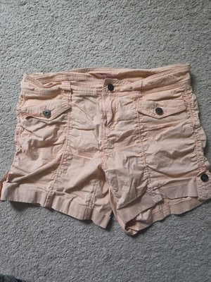 BONGO peach orange ruched utility shorts cargo pockets Y2K style size 9