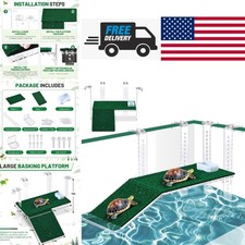 Adjustable Hanging Turtle Basking Platform with Artificial Grass 11 x 5.7 Inch