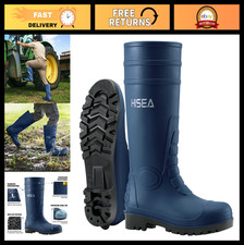 Men's Steel Toe Waterproof Rain Boots, Durable PVC Rubber Outdoor Work Footwear