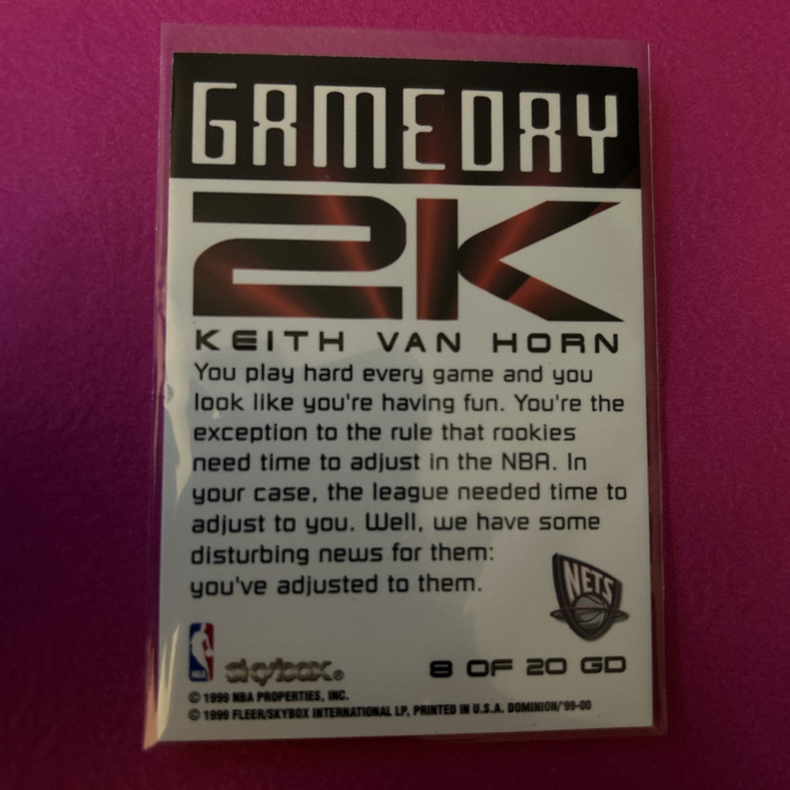 Keith Van Horn 1999-00 Skybox Dominion - Gameday 2k #8 GD  - New Jersey Nets thumbnail 2