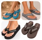 Women’s Platform Flip Flop Sandals – Rhinestone Strap | Comfort Foam Sole