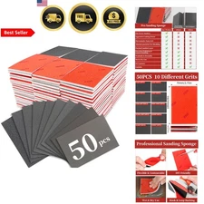 Sanding Sponge Assortment Set 50pcs Grit 180-3000 for Wood Metal Drywall