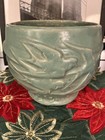 Large Vintage Mccoy Matte Green Jardineire With Swallows In Flight