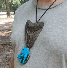 Lot of Pendants 10 Megalodon Amethyst Crystal Pyrite Lapis Turquoise Shark Tooth