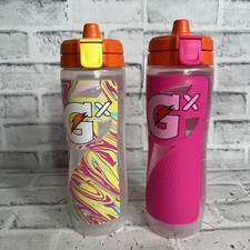 Gatorade 30 Oz Contour Squeeze Water Bottles, Pink, Pink And Yellow Marble 2pack