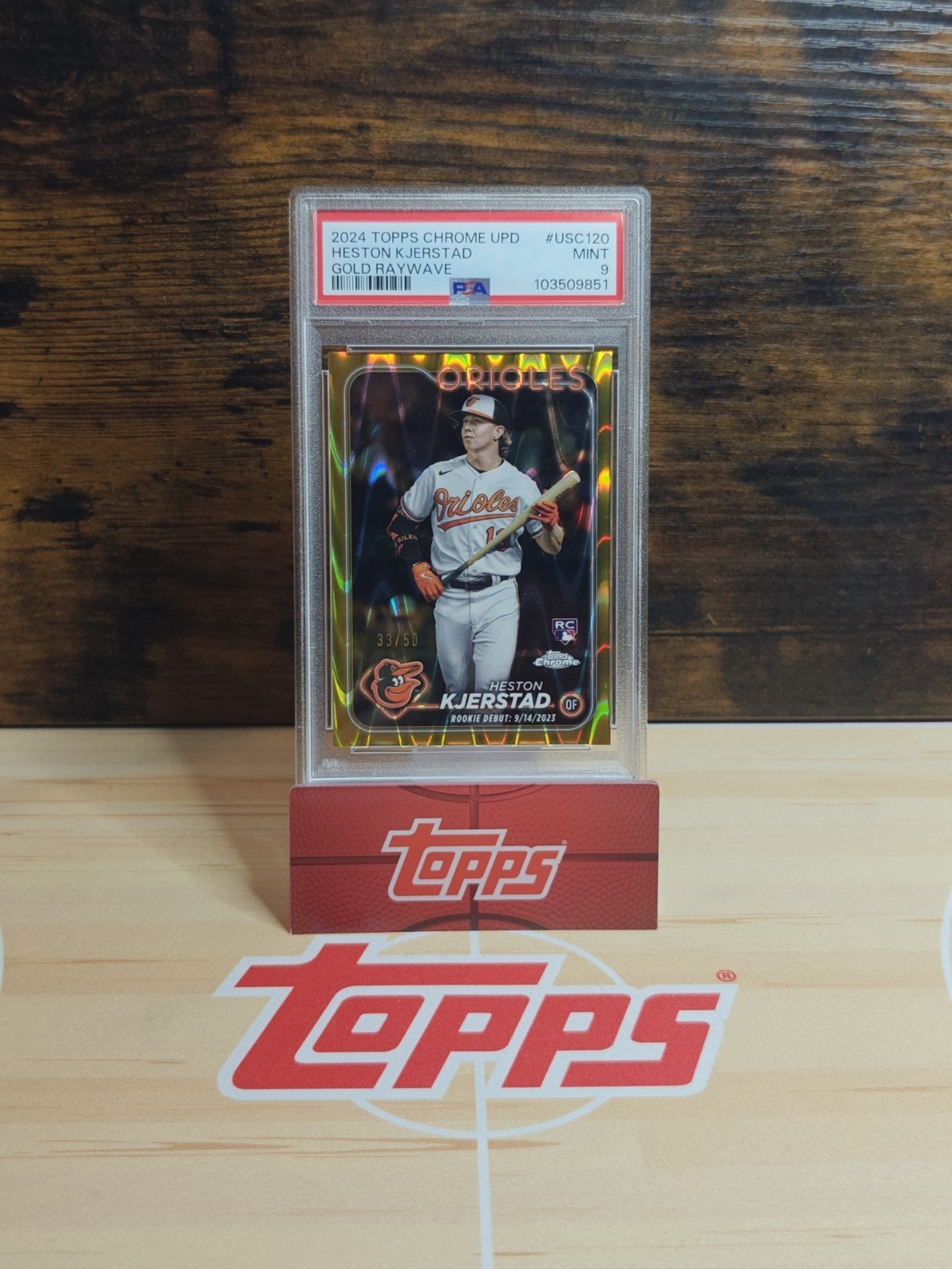 2024 Topps Chrome Update Heston Kjerstad RC GOLD RAYWAVE REFRACTOR /50 #USC120