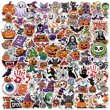 Halloween Stickers,100 PCS Holographic Cute Spooky Vinyl Stickers