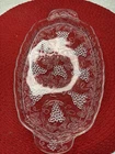 8- Vintage MCM Anchor Hocking Clear Glass Dessert Plates w/Embossed Grapes 11"